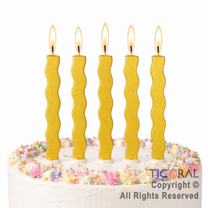 VELAS METALIZADAS ONDAS 10 CM ORO X 6 UNIDADES (U2507-154)