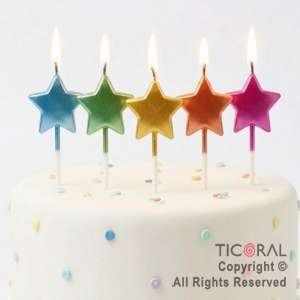 VELA SET ESTRELLAS METALIZADAS X 5 PIEZAS
