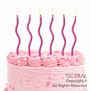 VELA METALIZADA 10 CM ONDULADA FUCSIA X 6 UNIDADES