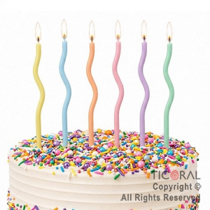 VELA 10 CM ONDULADA MULTICOLOR PASTEL X 6 UNIDADES