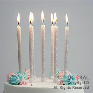 VELA 12 CM BLANCO BRILLO CON PORTAVELA x 6 UNIDADES