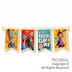 ZOOTOPIA BANDERIN FELIZ CUMPLE ART x 1