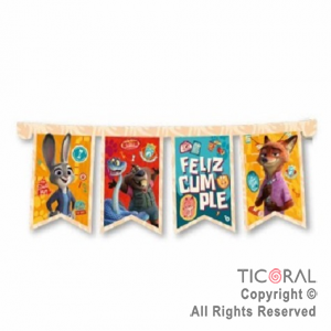 ZOOTOPIA BANDERIN FELIZ CUMPLE ART x 1