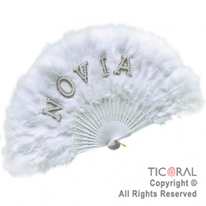 ABANICO NOVIA PLUMAS BLANCO X 1