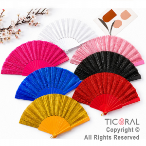 ABANICO GLITTER COLORES SURTIDOS X 12
