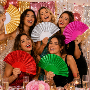 ABANICO GLITTER COLORES SURTIDOS X 12
