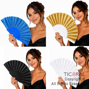 ABANICO GLITTER COLORES SURTIDOS X 12