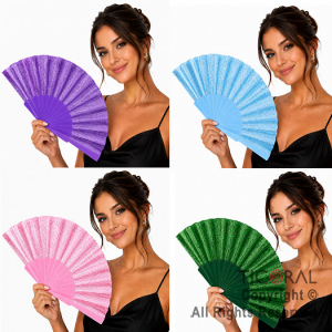 ABANICO GLITTER COLORES SURTIDOS X 12