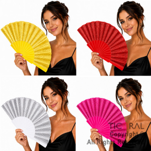ABANICO GLITTER COLORES SURTIDOS X 12