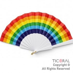 ABANICO MULTICOLOR 23 CM (PACK X 12 UNIDADES)