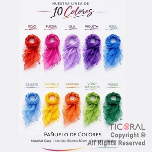 PA�UELOS DE COLORES 50 X 50 CM (PACK X 10 UNID)