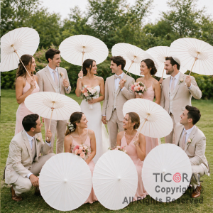 PARAGUAS SOMBRILLA BLANCO DE PAPEL 80 CM
