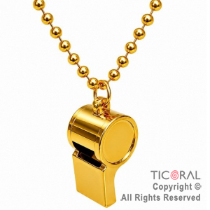 COLGANTE COLLAR DE CUENTAS CON SILBATO ORO x 12