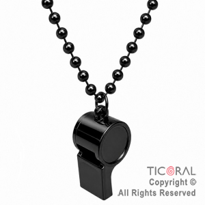 COLGANTE COLLAR DE CUENTAS CON SILBATO NEGRO x 12