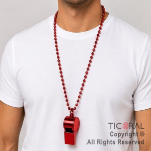 COLGANTE COLLAR DE CUENTAS CON SILBATO ROJO x 12