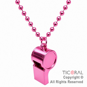 COLGANTE COLLAR DE CUENTAS CON SILBATO ROSA x 12