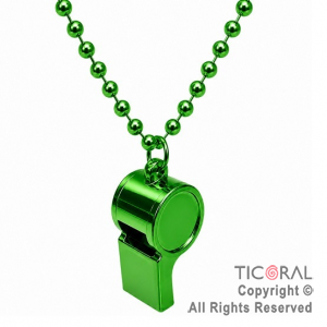COLGANTE COLLAR DE CUENTAS CON SILBATO VERDE x 12