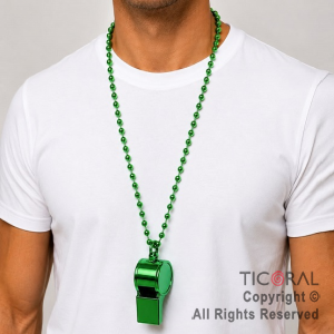 COLGANTE COLLAR DE CUENTAS CON SILBATO VERDE x 12