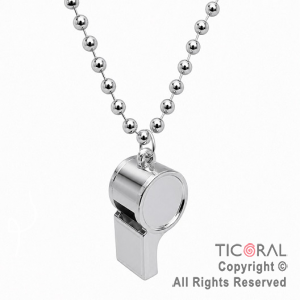 COLGANTE COLLAR DE CUENTAS CON SILBATO PLATA x 12