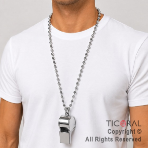 COLGANTE COLLAR DE CUENTAS CON SILBATO PLATA x 12