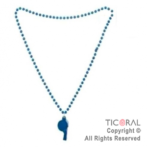 COLGANTE COLLAR DE CUENTAS CON SILBATO AZUL x 12