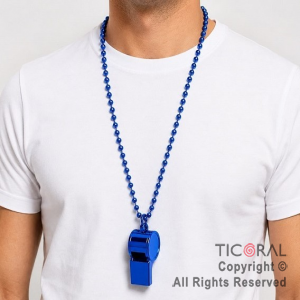 COLGANTE COLLAR DE CUENTAS CON SILBATO AZUL x 12