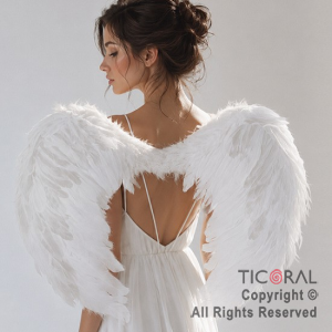 ALAS DE ANGEL CON PLUMAS BLANCAS PREMIUM 80 X 60 CM