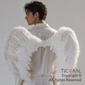 ALAS DE ANGEL CON PLUMAS BLANCAS PREMIUM 80 X 60 CM