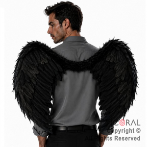 ALAS DE ANGEL CON PLUMAS NEGRAS PREMIUM 80 x 60 cm