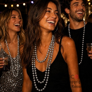 COLGANTE COLLAR DE CUENTAS PLATA SET X 4