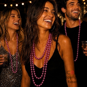 COLGANTE COLLAR DE CUENTAS ROSA SET X 4