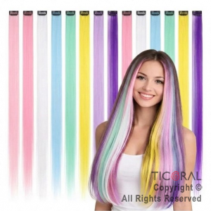EXTENSION MECHAS DE PELO 55 CM COLORES PASTEL PACK X 20 UNIDADES
