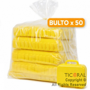 MINI VALIJITA PLASTICA AMARILLO (14 X 4,5 X 10) ( BULTO X 50 UNIDADES)