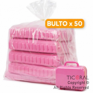 MINI VALIJITA PLASTICA ROSA FUCSIA (14 X 4,5 X 10) ( BULTO X 50 UNIDADES)
