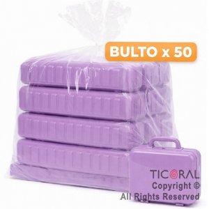 MINI VALIJITA PLASTICA LILA PASTEL (14 X 4,5 X 10) ( BULTO X 50 UNIDADES)