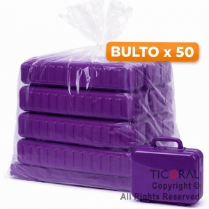 MINI VALIJITA PLASTICA VIOLETA (14 X 4,5 X 10) ( BULTO X 50 UNIDADES)