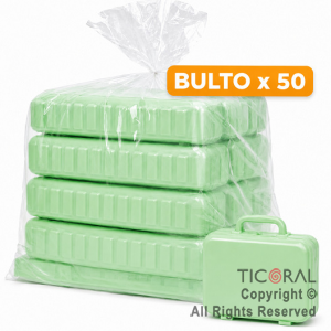 MINI VALIJITA PLASTICA VERDE PASTEL(14 X 4,5 X 10) ( BULTO X 50 UNIDADES)