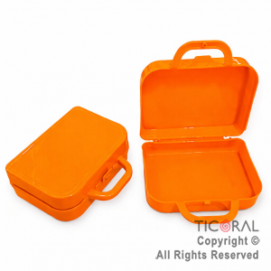 MINI VALIJITA PLASTICA NARANJA (14 X 4,5 X 10)