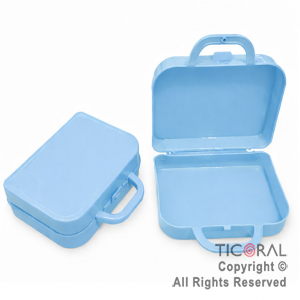 MINI VALIJITA PLASTICA CELESTE (14 X 4,5 X 10)