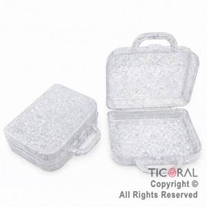 MINI VALIJITA PLASTICA CRISTAL CON GLITTER (14 X 4,5 X 10)