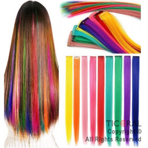 EXTENSION MECHAS DE PELO 45 CM COLORES SURTIDOS BRILLO PACK X 20