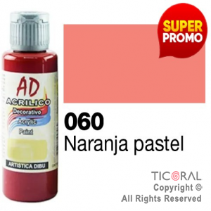 ACRIL.DECOR.AD 060 NARANJA PASTEL 60ML X 6 UNIDADES