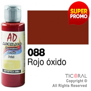 ACRIL.DECOR.AD 088 ROJO OXIDO 60ML X 6 UNIDADES
