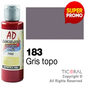 ACRIL.DECOR.AD 183 GRIS TOPO 60ML X 6 UNIDADES