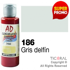 ACRIL.DECOR.AD 186 GRIS DELFIN 60ML X 6 UNIDADES