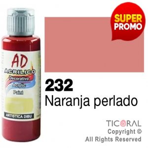 ACRIL.DECOR.AD 232 PERLADO NARANJA 60ML X 6 UNIDADES