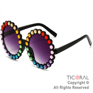 Anteojo Lennon strass multicolor marco negro x 1