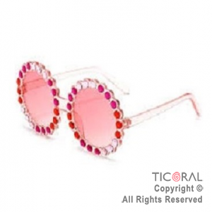 Anteojo Lennon strass multicolor marco rosa x 1