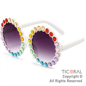 Anteojos Lennon strass multicolor marco blanco x 1