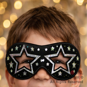 ANTIFAZ HOLOGRAFICO NEGRO Y PLATA ESTRELLAS CARTON x 12 UNIDADES